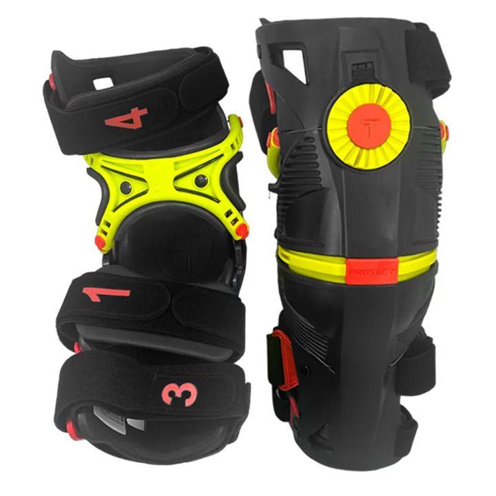 Joelheira articulada protect t8 motocross preto fluor - Joelheira